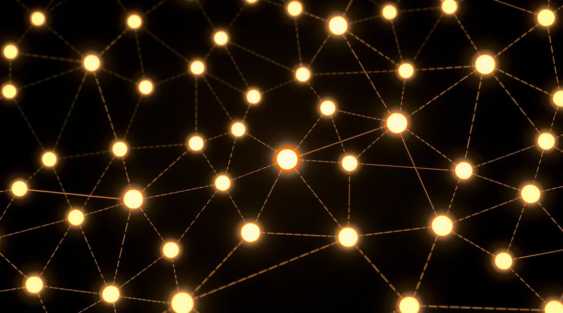 Abstract network of interconnected nodes, representing data flow and cookie functionality.