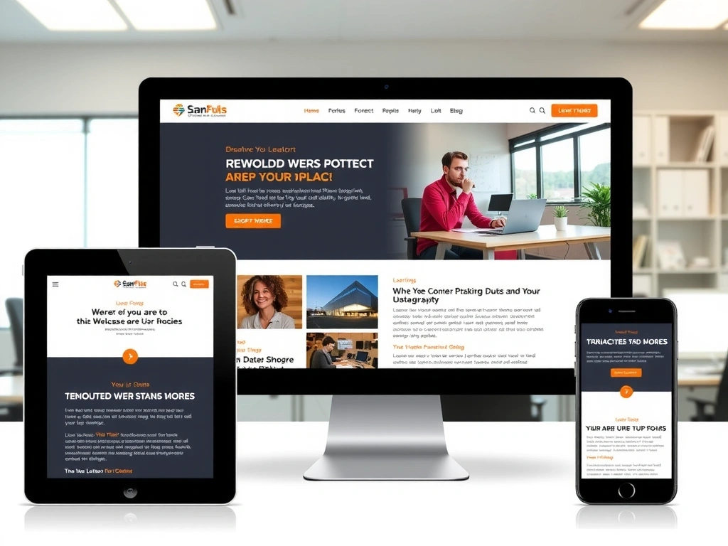 Modern web design on various devices showing responsive layout