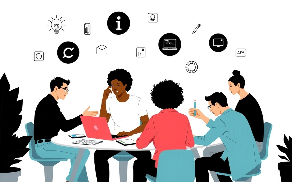 Creative team brainstorming with digital assets