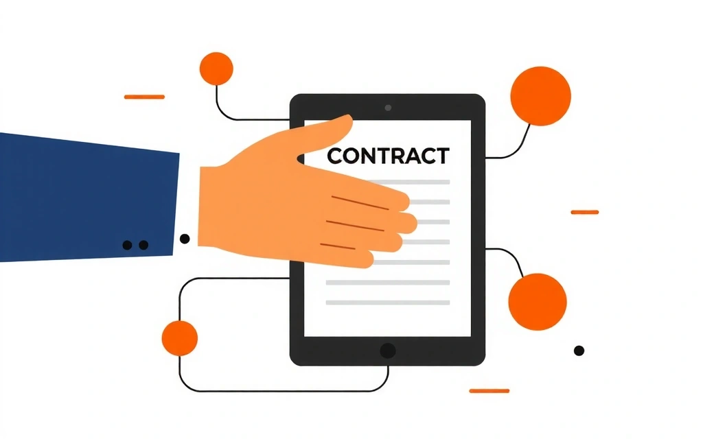 Digital contract signing illustration